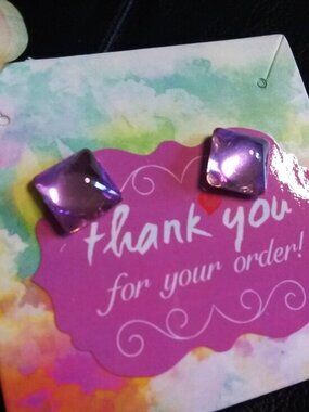 Lavender & Lilac Hues: Versatile Iridescent Shimmering Square Stud Post Earrings